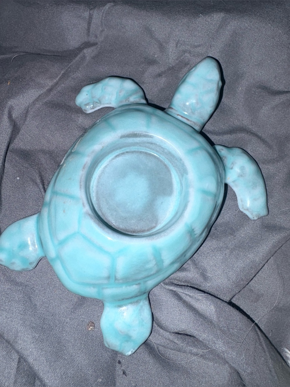 Vietri Turquoise /greenish Ceramic glazed sea turtle candle holder/trinket dish